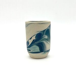 Cuarto Suspiro Mexican Pottery Vase Small Ceramic Bud Vase Blue‎ Swirl Design